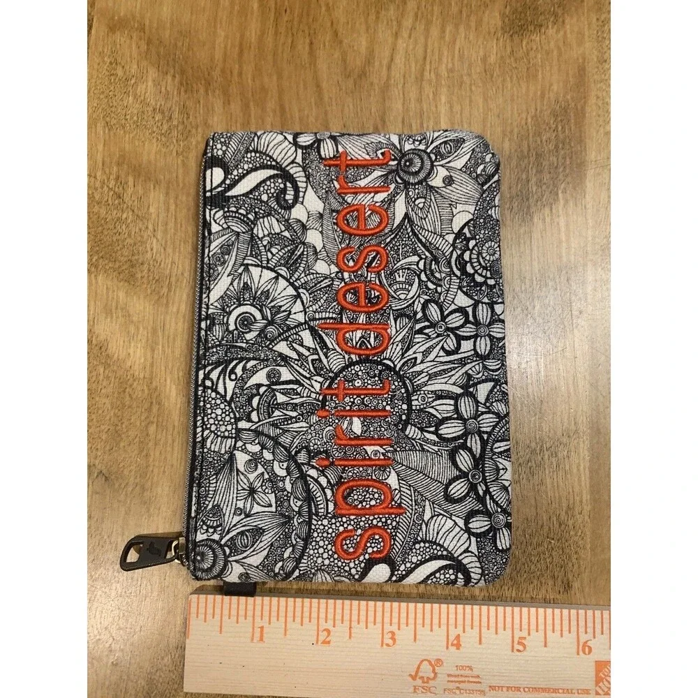 Sakroots Spirit Desert Embroidered Zippered Pouch ~ Black & White Floral Design